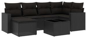Polyrattan Kerti Ülőgarnitúra - 7 részes - Fekete