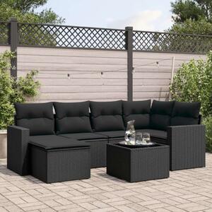 VidaXL Polyrattan Kerti Ülőgarnitúra - 7 részes - Fekete