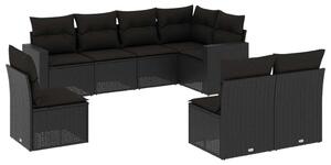 VidaXL Polyrattan Kerti Ülőgarnitúra - 8 részes - Fekete