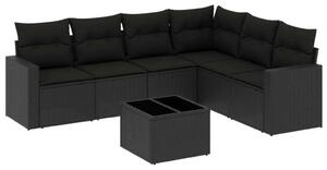 VidaXL Polyrattan Kerti Ülőgarnitúra - 7 részes - Fekete