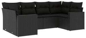 Polyrattan Kerti Ülőgarnitúra - 6 részes - Fekete