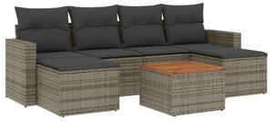 Polyrattan Kerti Ülőgarnitúra - 7 részes - Szürke