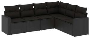 Polyrattan Kerti Ülőgarnitúra - 6 részes - Fekete