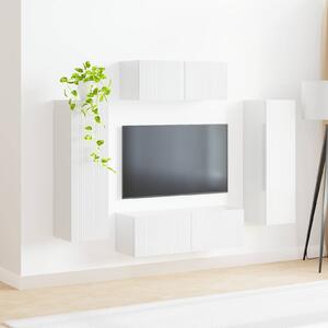 VidaXL TV szekrény garnitúra 3 pcs Magas Fényű Fehér Faanyag
