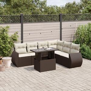 VidaXL 7 részes barna polyrattan kerti ülőgarnitúra párnákkal