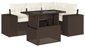 VidaXL 5 részes barna polyrattan kerti ülőgarnitúra párnával