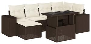 VidaXL 7 részes barna polyrattan kerti ülőgarnitúra párnákkal