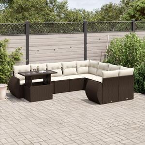 VidaXL 10 részes barna polyrattan kerti ülőgarnitúra párnákkal