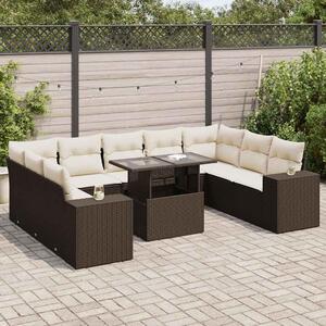 VidaXL 10 részes barna polyrattan kerti ülőgarnitúra párnákkal