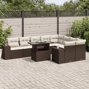 VidaXL 10 részes barna polyrattan kerti ülőgarnitúra párnákkal