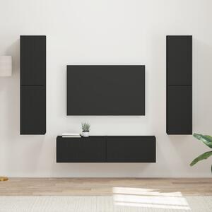 VidaXL TV szekrény garnitúra 6 db Fekete Szerelt Fa