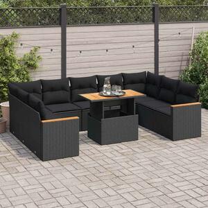 VidaXL Polyrattan Kerti Ülőgarnitúra - 10 részes - Fekete