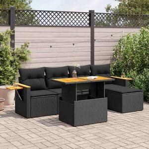 VidaXL 7 részes Kerti Ülőgarnitúra - Polyrattan - Fekete