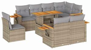 VidaXL Polyrattan Kerti Ülőgarnitúra - 9 részes, Bézs
