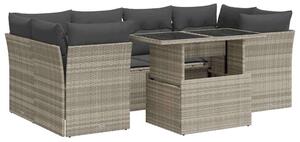 VidaXL Polyrattan Kerti Ülőgarnitúra - 7 részes - Világosszürke