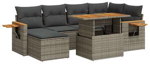VidaXL Polyrattan Kerti Ülőgarnitúra - 7 részes, Szürke