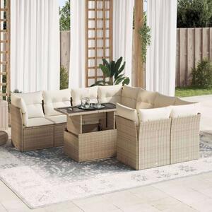 VidaXL Polyrattan Kerti Ülőgarnitúra - 9 részes - Bézs