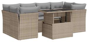 VidaXL Polyrattan Kerti Ülőgarnitúra - 7 részes - Bézs