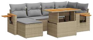 VidaXL 7 részes polyrattan kerti ülőgarnitúra - bézs