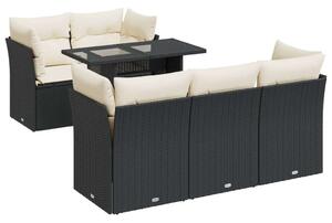 VidaXL Polyrattan Kerti Ülőgarnitúra - 6 részes - Fekete