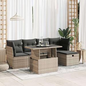 VidaXL Polyrattan Kerti Ülőgarnitúra - 6 részes - Szürke