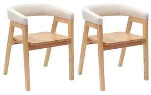 VidaXL Étkező Székek 2 pcs Természetes 54 x 57 x 73 cm Tömör Gumi Fa