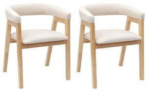 VidaXL Étkező Székek 2 pcs Természetes 54 x 57 x 73 cm Tömör Gumi Fa