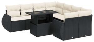 VidaXL Polyrattan Kerti Ülőgarnitúra - 9 részes - Fekete
