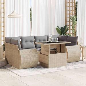 VidaXL Polyrattan Kerti Ülőgarnitúra - 7 részes - Bézs