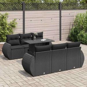 VidaXL 7 részes Kerti Ülőgarnitúra - Fekete Polyrattan