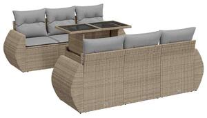 VidaXL Polyrattan Kerti Ülőgarnitúra - 7 részes - Bézs