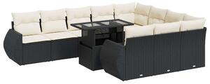 VidaXL Polyrattan Kerti Ülőgarnitúra - 11 részes - Fekete