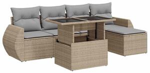 VidaXL Polyrattan Kerti Ülőgarnitúra - 6 részes - Bézs