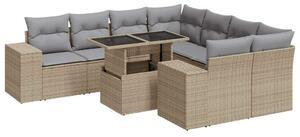 VidaXL Polyrattan Kerti Ülőgarnitúra - 9 részes - Bézs