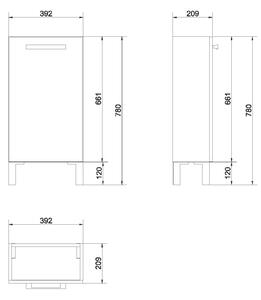 Cersanit Melar szekrény 39x20x66 cm Függesztett, mosdó alatti fehér S614-008