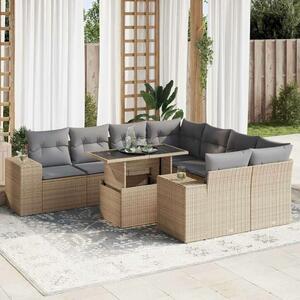 VidaXL Polyrattan Kerti Ülőgarnitúra - 9 részes - Bézs