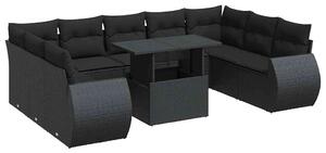VidaXL Polyrattan Kerti Ülőgarnitúra - 10 részes - Fekete