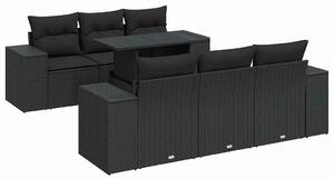 VidaXL Polyrattan Kerti Ülőgarnitúra - 7 részes - Fekete