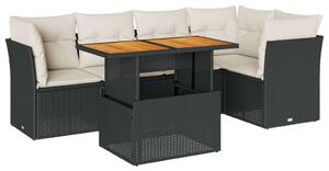 VidaXL Polyrattan Kerti Ülőgarnitúra - 6 részes - Fekete