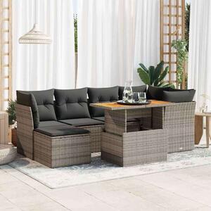 VidaXL Polyrattan Kerti Ülőgarnitúra - 7 részes - Szürke