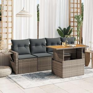 VidaXL 5 részes szürke polyrattan kerti ülőgarnitúra