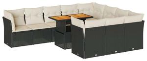 VidaXL Polyrattan Kerti Ülőgarnitúra - 11 részes - Fekete