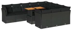 VidaXL Polyrattan Kerti Ülőgarnitúra - 11 részes - Fekete