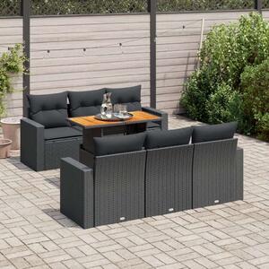 VidaXL Polyrattan Kerti Ülőgarnitúra - 7 részes - Fekete