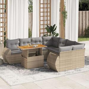 VidaXL Polyrattan Kerti Ülőgarnitúra - 9 részes - Bézs