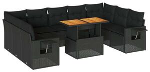 VidaXL Polyrattan Kerti Ülőgarnitúra - 10 részes - Fekete