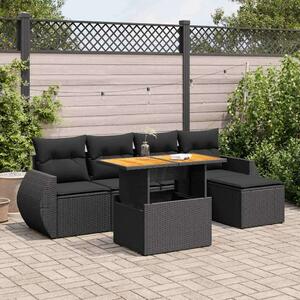 VidaXL Polyrattan Kerti Ülőgarnitúra - 6 részes - Fekete