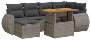 VidaXL Polyrattan Kerti Ülőgarnitúra - 7 részes - Szürke
