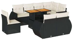 VidaXL Polyrattan Kerti Ülőgarnitúra - 9 részes - Fekete