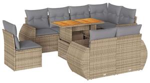VidaXL Polyrattan Kerti Ülőgarnitúra - 9 részes - Bézs
